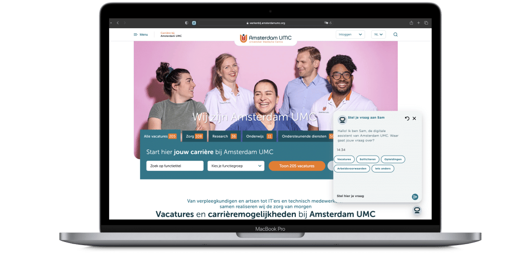 Customer Stories Amsterdam UMC werken bij chatbot Gif plaatje pc